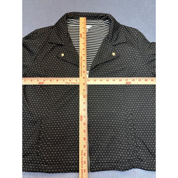 Christopher Banks Black Mini Polka Dot Zip Front Moto Jacket Women's Size XL - Picture 9 of 12